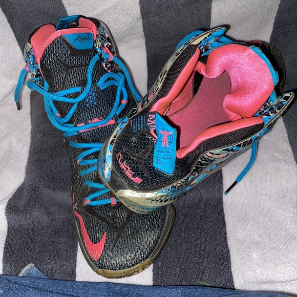 Nike LeBron James XII 12 23 Chromosomes DNA customs hightop mens sz 12 rare - Picture 4 of 12